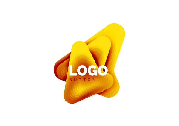 Pfeil-Logo-Vorlage. oder spielen oder herunterladen Button Logotyp Vorlage. minimales geometrisches Design, 3D-geometrisches fettes Symbol im Reliefstil mit Effekt der Farbmischung. Vektorillustration — Stockvektor