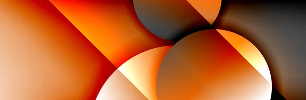 Fond abstrait géométrique dynamique et tendance. Cercles, formes rondes, effets d'ombre 3D et gradients fluides. Formes rondes modernes se chevauchant — Image vectorielle