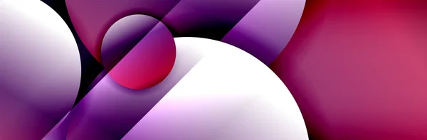 Dynamisk trendig geometrisk abstrakt bakgrund. Cirklar, runda former 3D skugga effekter och flytande lutningar. Moderna överlappande runda formulär — Stock vektor