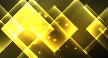 Parlak neon tasarım kare şekil soyut arka plan. Retro vektör soyut tasarım afiş şablonu