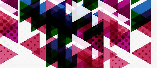 Banner dengan warna-warni desain segitiga geometris mosaik pada latar belakang putih. Tekstur abstrak. Templat desain ilustrasi vektor . - Stok Vektor