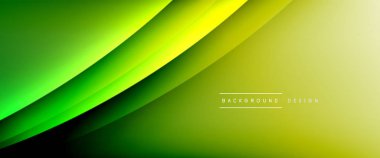 Gölgeli sıvı çizgiler ve eğimli arkaplanda ışık salla. Dinamik düz gölge çizgisi etkisi olan basit akışkan renk gradyanı soyut arkaplan