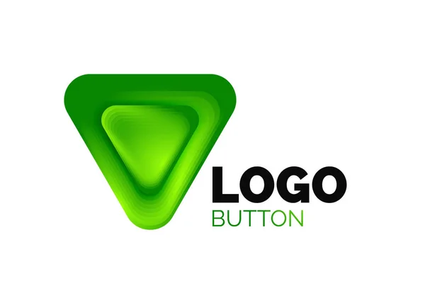 Juega, flecha o descargar icono de botón, diseño mínimo de la plantilla de logotipo de negocios. 3d geométrico negrita en estilo de relieve con efecto de pasos de mezcla de color. Ilustración vectorial para fondo de pantalla, Banner, Fondo, Tarjeta — Archivo Imágenes Vectoriales