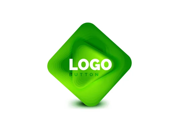 Gioca, freccia o icona del pulsante di download, modello di logo aziendale di design minimo. 3d geometrico grassetto in stile rilievo con effetto passi colore blend. Illustrazione vettoriale per carta da parati, banner, sfondo, carta — Vettoriale Stock