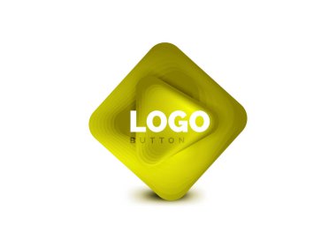Oynat, ok ya da indir düğmesi simgesi, minimal tasarım iş logosu şablonu. 3d geometrik kalın ve renk karışımı basamakları olan kabartma stili. Duvar kağıdı, bayrak, arkaplan, kart için vektör illüstrasyonu
