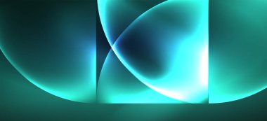 Aydınlık arka planda modern tarzda renkli mavi neon şekil yuvarlak üçgen. Karanlık alan, fütüristik teknoloji şablonu. Parlak mavi neon efekti.