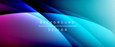 Gölgeli sıvı çizgiler ve eğimli arkaplanda ışık salla. Dinamik düz gölge çizgisi etkisi olan basit akışkan renk gradyanı soyut arkaplan