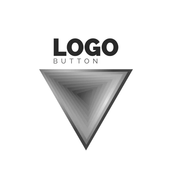 Шаблон геометрического логотипа значка треугольника. Минимальный геометрический дизайн, трехмерный геометрический жирный символ в рельефном стиле с эффектом смешивания цветов. Векторная иллюстрация для кнопок, баннеров, фона — стоковый вектор