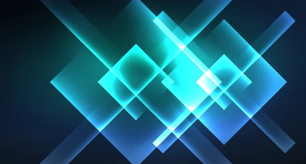 Neon glühende Techno-Rechteck-Linien, blauer Hi-Tech-futuristischer abstrakter Hintergrund — Stockvektor