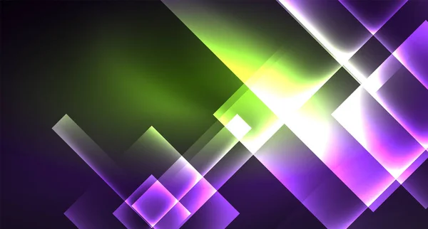 Neon błyszczące kwadraty kolor na czarnym, nowoczesny szablon — Wektor stockowy