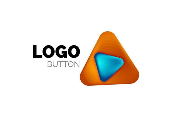 Juega, flecha o descargar icono de botón, diseño mínimo de la plantilla de logotipo de negocios. 3d geométrico negrita en estilo de relieve con efecto de pasos de mezcla de color. Ilustración vectorial para fondo de pantalla, Banner, Fondo, Tarjeta — Archivo Imágenes Vectoriales