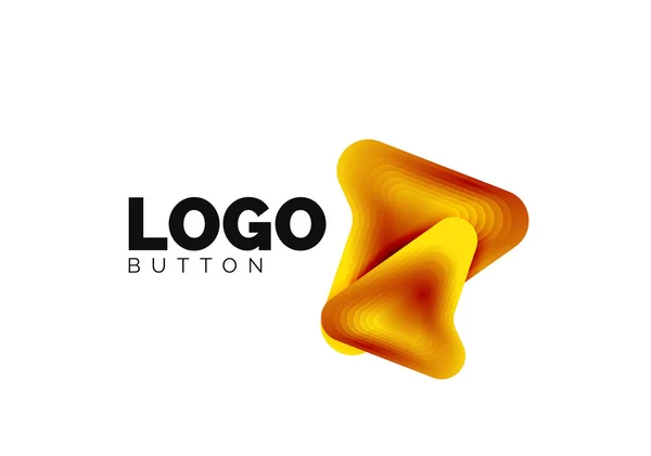 Pfeil-Logo-Vorlage. oder spielen oder herunterladen Button Logotyp Vorlage. minimales geometrisches Design, 3D-geometrisches fettes Symbol im Reliefstil mit Effekt der Farbmischung. Vektorillustration — Stockvektor