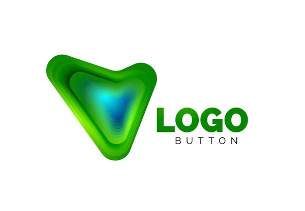 Pfeil-Logo-Vorlage. oder spielen oder herunterladen Button Logotyp Vorlage. minimales geometrisches Design, 3D-geometrisches fettes Symbol im Reliefstil mit Effekt der Farbmischung. Vektorillustration — Stockvektor