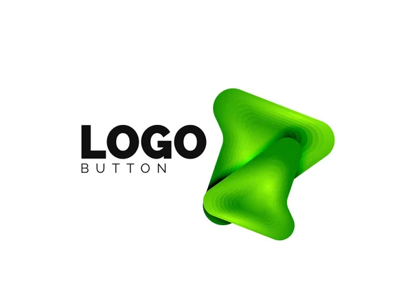 Pfeil-Logo-Vorlage. oder spielen oder herunterladen Button Logotyp Vorlage. minimales geometrisches Design, 3D-geometrisches fettes Symbol im Reliefstil mit Effekt der Farbmischung. Vektorillustration — Stockvektor