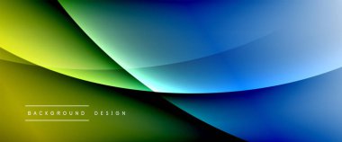 Gölgeli sıvı çizgiler ve eğimli arkaplanda ışık salla. Dinamik düz gölge çizgisi etkisi olan basit akışkan renk gradyanı soyut arkaplan