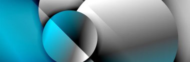 Dinamik trend geometrik soyut arka plan. Çemberler, yuvarlak şekiller üç boyutlu gölge efektleri ve sıvı eğimleri. Modern üst üste bindirme biçimleri