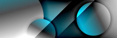 Dinamik trend geometrik soyut arka plan. Çemberler, yuvarlak şekiller üç boyutlu gölge efektleri ve sıvı eğimleri. Modern üst üste bindirme biçimleri