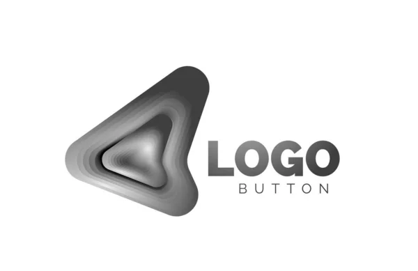 Pfeil-Logo-Vorlage. oder spielen oder herunterladen Button Logotyp Vorlage. minimales geometrisches Design, 3D-geometrisches fettes Symbol im Reliefstil mit Effekt der Farbmischung. Vektorillustration — Stockvektor