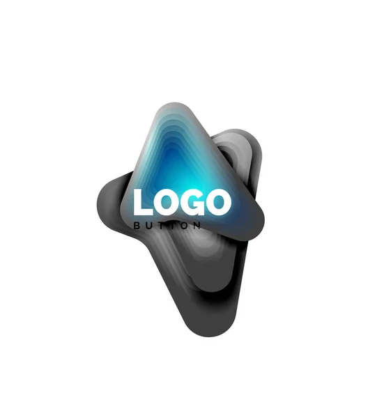 Pfeil-Logo-Vorlage. oder spielen oder herunterladen Button Logotyp Vorlage. minimales geometrisches Design, 3D-geometrisches fettes Symbol im Reliefstil mit Effekt der Farbmischung. Vektorillustration — Stockvektor