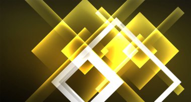 Parlak neon tasarım kare şekil soyut arka plan. Retro vektör soyut tasarım afiş şablonu