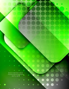 Yuvarlak kareler geometrik soyut arkaplan bileşimini şekillendirir. Üç boyutlu gölge efektleri ve sıvı eğimleri. Modern çakışma biçimleri.