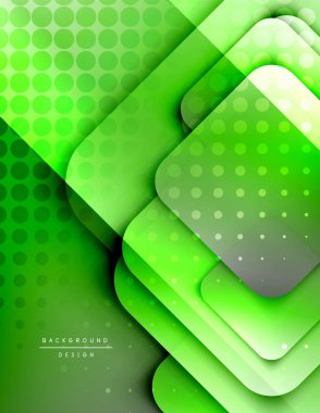 Yuvarlak kareler geometrik soyut arkaplan bileşimini şekillendirir. Üç boyutlu gölge efektleri ve sıvı eğimleri. Modern çakışma biçimleri.