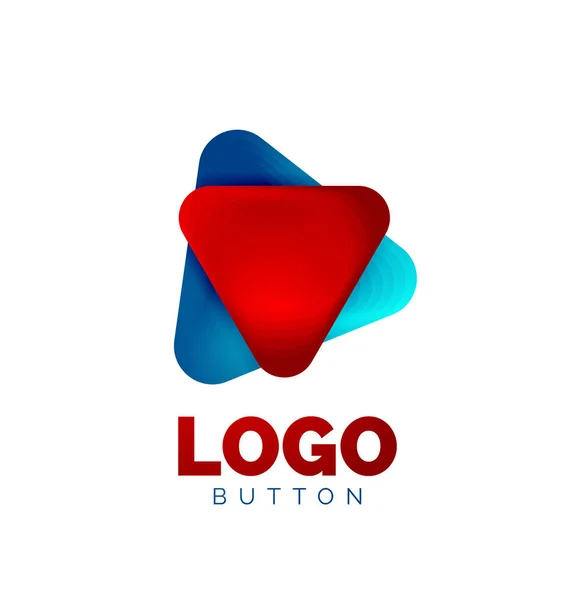 Juega, flecha o descargar icono de botón, diseño mínimo de la plantilla de logotipo de negocios. 3d geométrico negrita en estilo de relieve con efecto de pasos de mezcla de color. Ilustración vectorial para fondo de pantalla, Banner, Fondo, Tarjeta — Archivo Imágenes Vectoriales