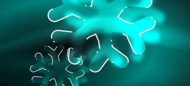 Bulanık Noel kar tanesi soyut arka plan, stilize minimal tasarım, Neon parlayan renkler. Vektör Neon arka plan. Kar arka planı