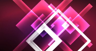 Siyah, modern şablon neon parlak renk kareler