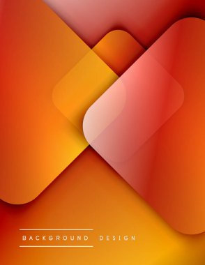 Yuvarlak kareler geometrik soyut arkaplan bileşimini şekillendirir. Üç boyutlu gölge efektleri ve sıvı eğimleri. Modern çakışma biçimleri.