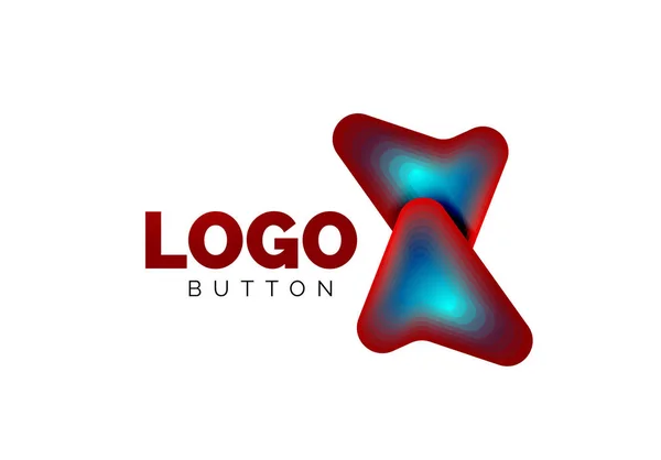 Pfeil-Logo-Vorlage. oder spielen oder herunterladen Button Logotyp Vorlage. minimales geometrisches Design, 3D-geometrisches fettes Symbol im Reliefstil mit Effekt der Farbmischung. Vektorillustration — Stockvektor