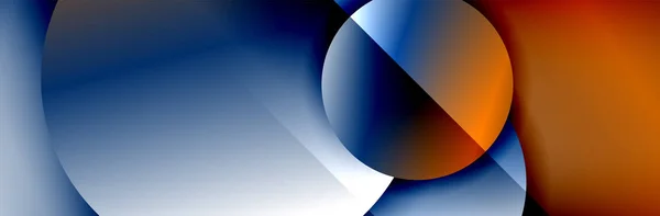 Δυναμικό μοντέρνο γεωμετρικό αφηρημένο φόντο. Κύκλοι, στρογγυλά σχήματα 3d εφέ σκιάς και ρευστές κλίσεις. Σύγχρονες επικαλυπτόμενες μορφές — Διανυσματικό Αρχείο