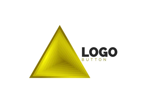 Triangle icon geometric logo template. Minimal geometrical design, 3d geometric bold symbol in relief style with color blend steps effect. Vector Illustration For Button, Banner, Background — Stock Vector