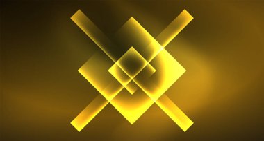 Parlak neon tasarım kare şekil soyut arka plan. Retro vektör soyut tasarım afiş şablonu