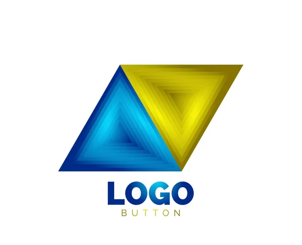 Plantilla de logotipo geométrico de icono de triángulo. Diseño geométrico mínimo, símbolo en negrita geométrica 3d en estilo de relieve con efecto de pasos de mezcla de color. Ilustración vectorial para botón, bandera, fondo — Archivo Imágenes Vectoriales