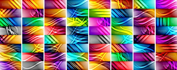 Mega set van dynamische trendy vloeiende kleurverloop abstracte achtergronden met vloeiende golflijnen. Vectorafbeeldingen — Stockvector