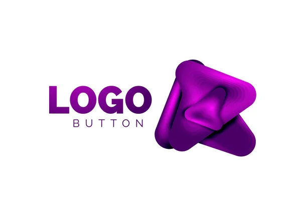 Pfeil-Logo-Vorlage. oder spielen oder herunterladen Button Logotyp Vorlage. minimales geometrisches Design, 3D-geometrisches fettes Symbol im Reliefstil mit Effekt der Farbmischung. Vektorillustration — Stockvektor