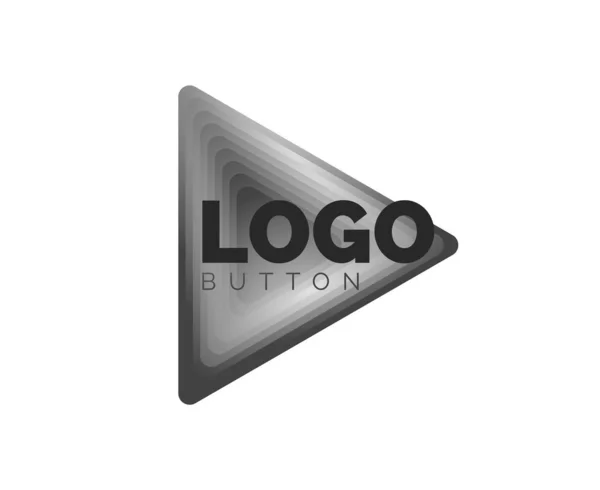 Modello di logo geometrico icona triangolo. Design geometrico minimale, simbolo geometrico in grassetto 3d in stile rilievo con effetto passi di fusione del colore. Illustrazione vettoriale per pulsante, banner, sfondo — Vettoriale Stock