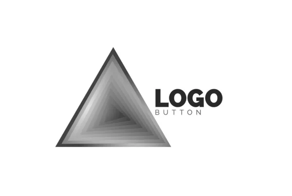 Modello di logo geometrico icona triangolo. Design geometrico minimale, simbolo geometrico in grassetto 3d in stile rilievo con effetto passi di fusione del colore. Illustrazione vettoriale per pulsante, banner, sfondo — Vettoriale Stock