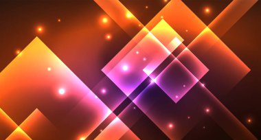 Siyah, modern şablon neon parlak renk kareler