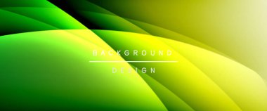 Gölgeli sıvı çizgiler ve eğimli arkaplanda ışık salla. Dinamik düz gölge çizgisi etkisi olan basit akışkan renk gradyanı soyut arkaplan