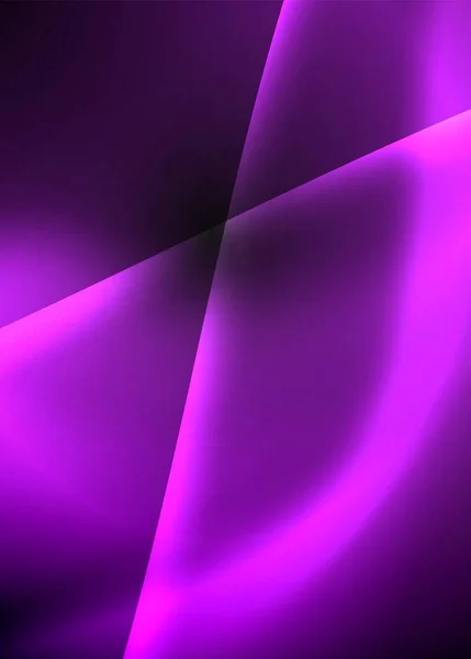 Ruang gelap dengan cahaya neon mengkilap gelombang gerak cahaya. Elemen grafis konsep abstrak. Latar belakang vektor neon. Latar belakang teknologi - Stok Vektor