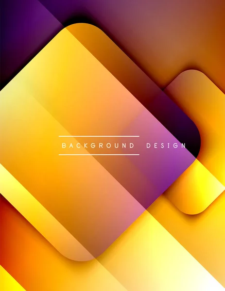 Rounded squares shapes composition geometric abstract background. 3D shadow effects and fluid gradients. Modern overlapping forms. — Stock Vector