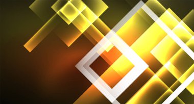 Parlak neon tasarım kare şekil soyut arka plan. Retro vektör soyut tasarım afiş şablonu