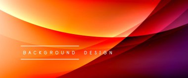 Gölgeli sıvı çizgiler ve eğimli arkaplanda ışık salla. Dinamik düz gölge çizgisi etkisi olan basit akışkan renk gradyanı soyut arkaplan