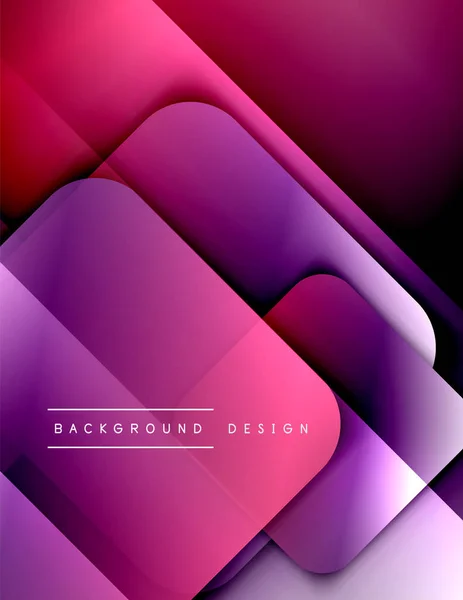 Rounded squares shapes composition geometric abstract background. 3D shadow effects and fluid gradients. Modern overlapping forms. — Stock Vector