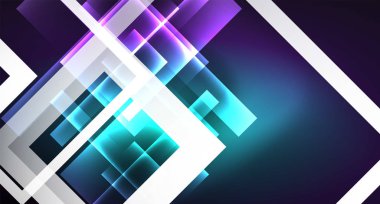 Siyah, modern şablon neon parlak renk kareler