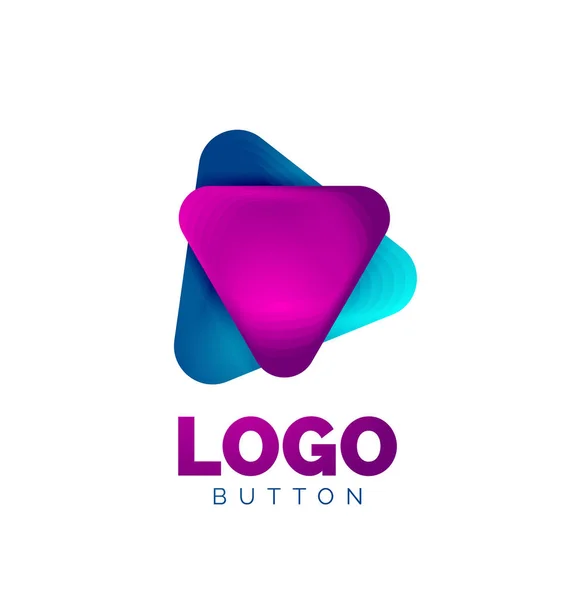 Play, Pfeil oder Download-Taste Symbol, minimales Design Business-Logo-Vorlage. 3D geometrische Fett im Relief-Stil mit Farbüberblendungseffekt. Vektor-Illustration für Tapete, Banner, Hintergrund, Karte — Stockvektor