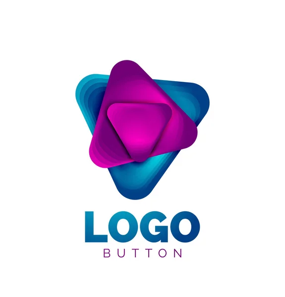 Play, Pfeil oder Download-Taste Symbol, minimales Design Business-Logo-Vorlage. 3D geometrische Fett im Relief-Stil mit Farbüberblendungseffekt. Vektor-Illustration für Tapete, Banner, Hintergrund, Karte — Stockvektor