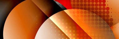 Dinamik trend geometrik soyut arka plan. Çemberler, yuvarlak şekiller üç boyutlu gölge efektleri ve sıvı eğimleri. Modern üst üste bindirme biçimleri